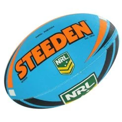 Steeden NRL Neon Supporter Ball - Blue/Orange -Size 5